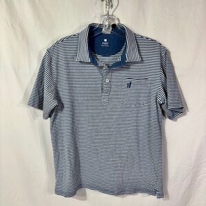 Johnnie-O‎ Hangin Out Polo Shirt Golf Performance White Blue Stripe Youth